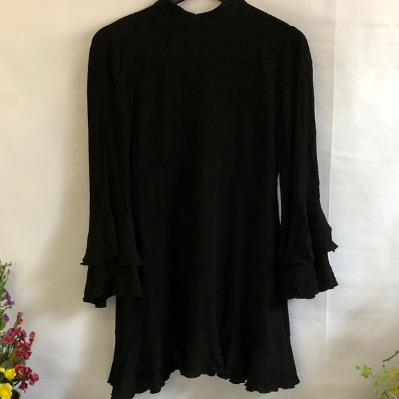 Zara Long Bell Sleeve Dress.  Black.  Size Medium - Picture 1 of 8